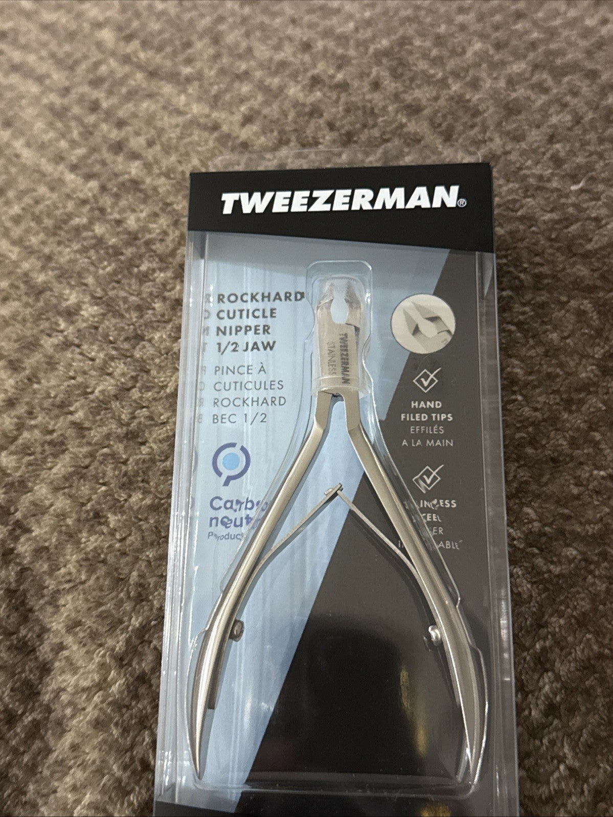 Stainless Steel Cuticle Nipper with 1/2 Jaw - Tweezerman Rockhard