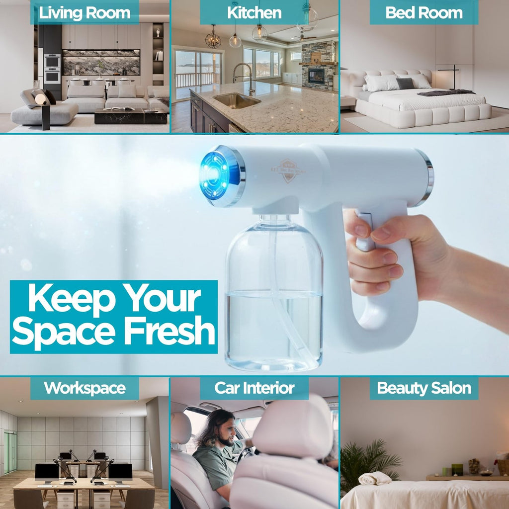 Nano Spray Gun with Blue Light and Rechargeable Battery - Portable Fine Mist Sprayer
