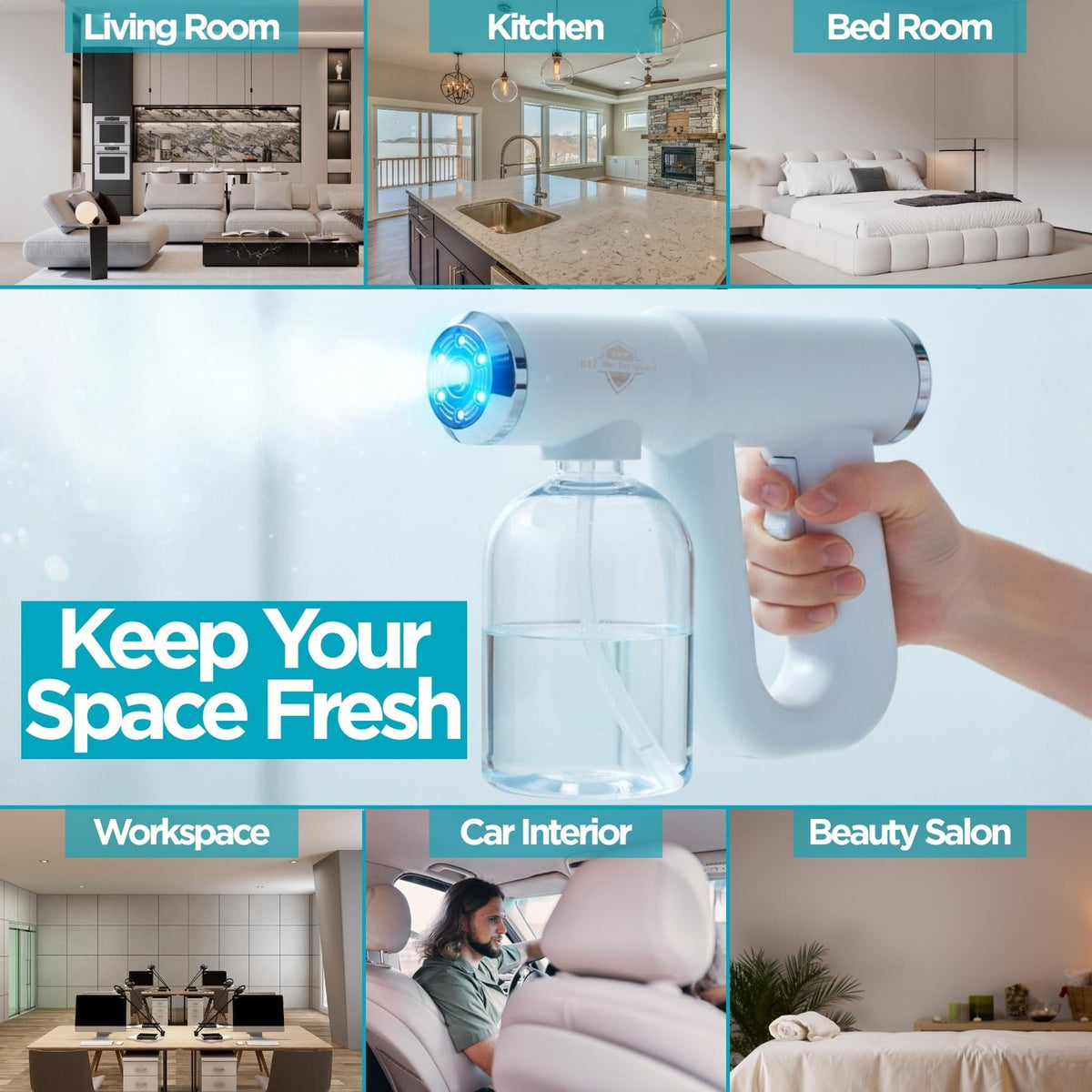 Nano Spray Gun with Blue Light and Rechargeable Battery - Portable Fine Mist Sprayer