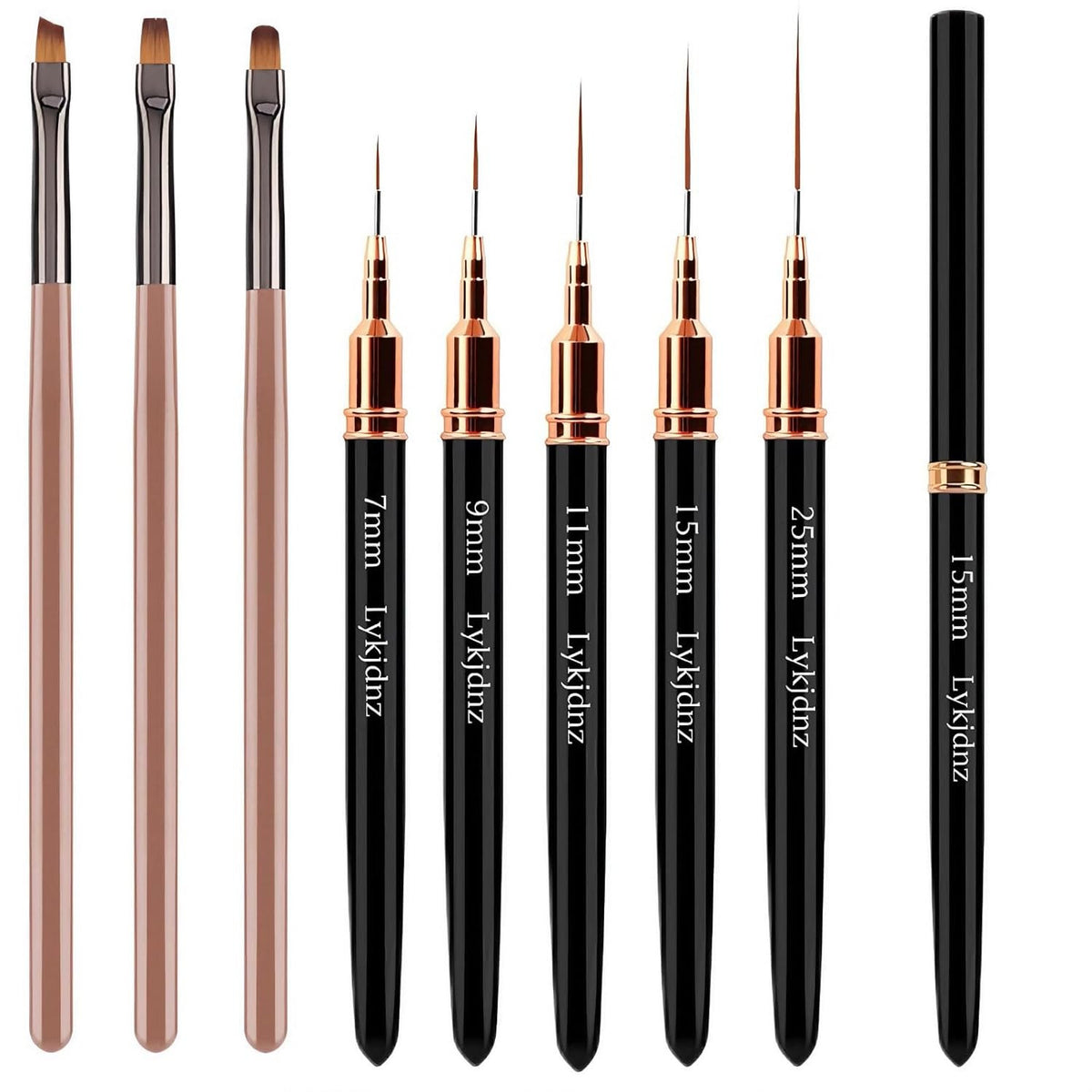 8Pcs Nail Art Brush Set with Gel Builder & Liner Brushes for Professional & DIY Nails