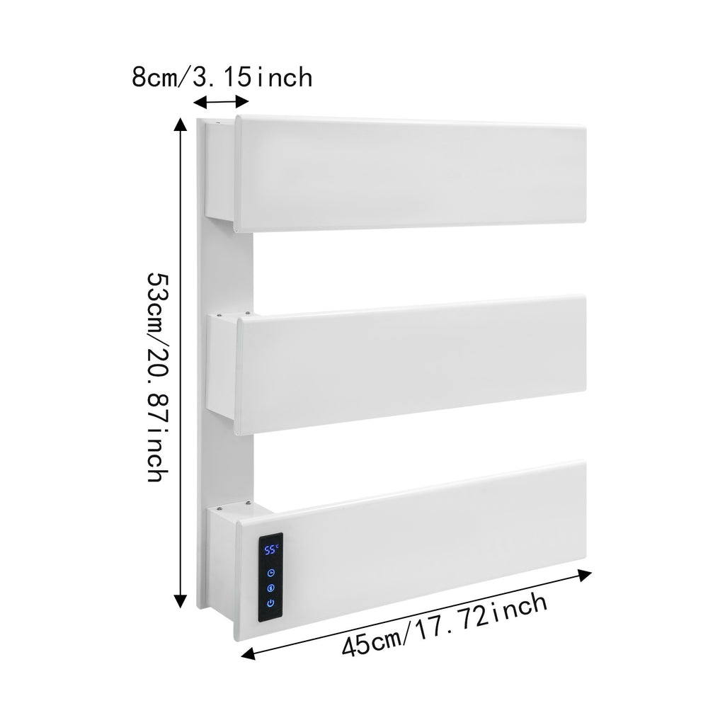 Wall-Mounted Electric Towel Warmer with 3 Tiers - 110V White Aluminum