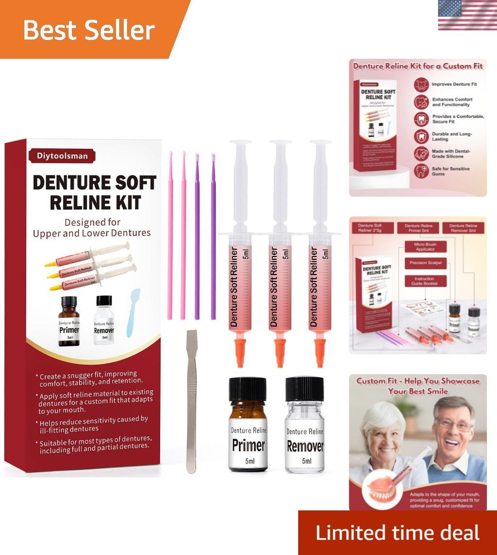 Denture Soft Reline Kit for Upper and Lower Dentures - Comfortable, Stable Fit