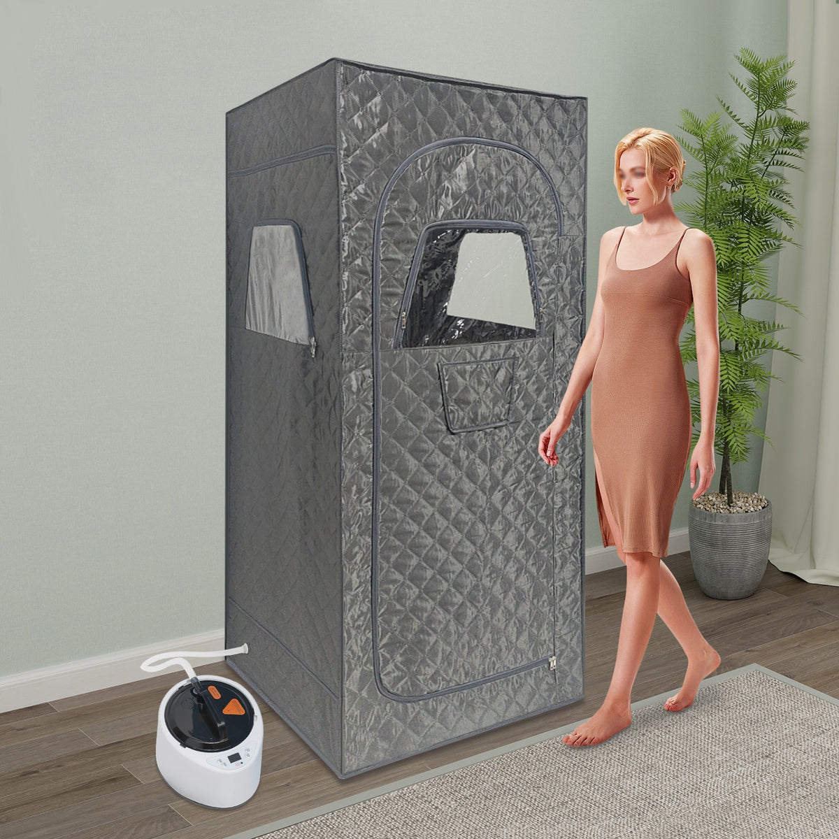 Portable Steam Sauna Tent with 2.6L Steamer & Folding Chair Gray