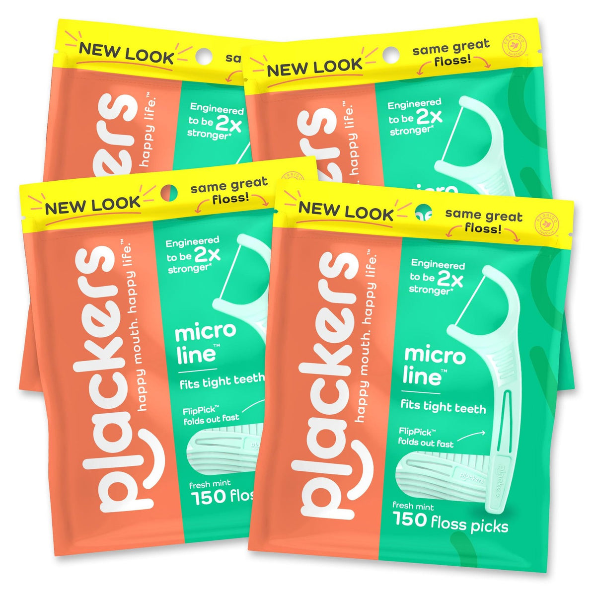 Dental Flossers with Fold-Out Toothpick - Micro Mint, 150 Count Pack of 4