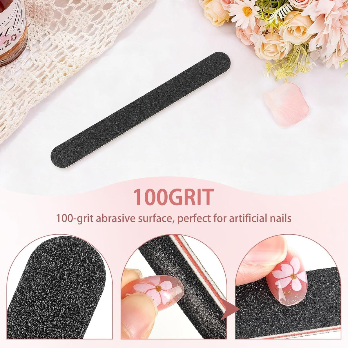 10 Pack Double Sided Nail Files 100/180 Grit Professional Emery Boards