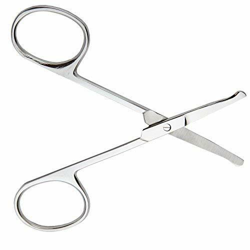 Nose & Ear Hair Trimmer Scissors with Safety Tips - 4.5 Inch Curved Stainless Steel