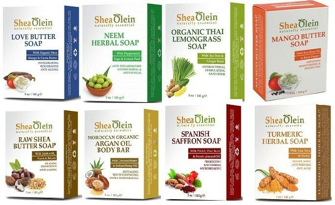 Assorted Shea Oil & Herbal Bar Soaps - Natural Moisturizing Skincare Set