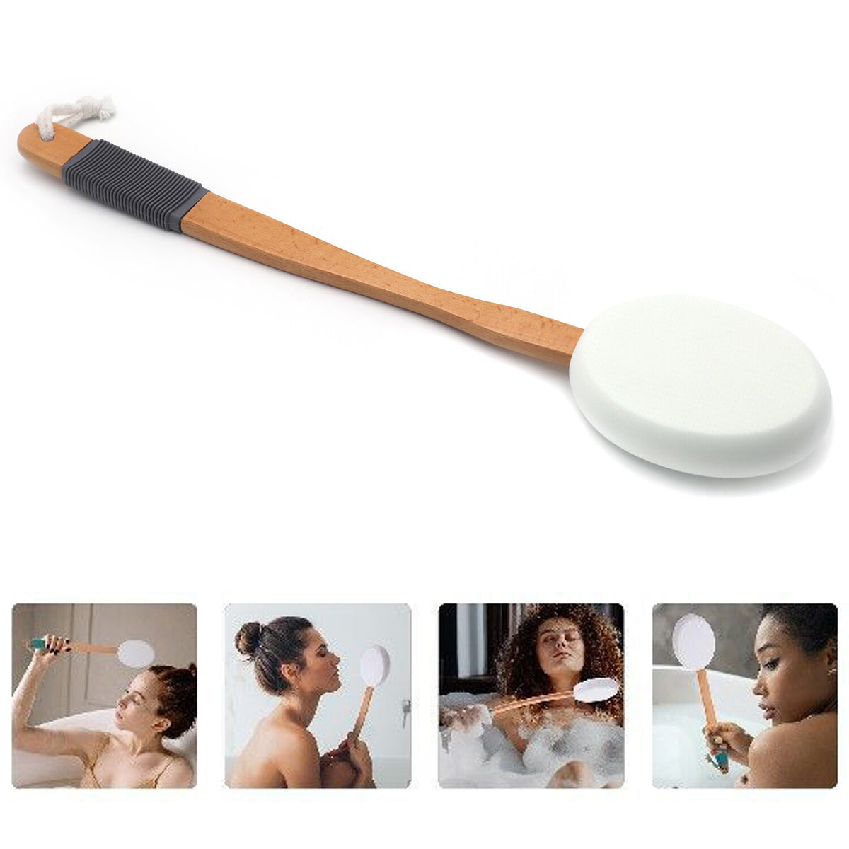 Long Handle Lotion Applicator & Bath Body Brush for Back & Skin Care