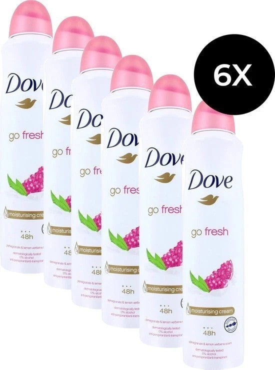Dove Go Fresh Pomegranate Lemon Verbena Deodorant Spray 150ml 6-Pack