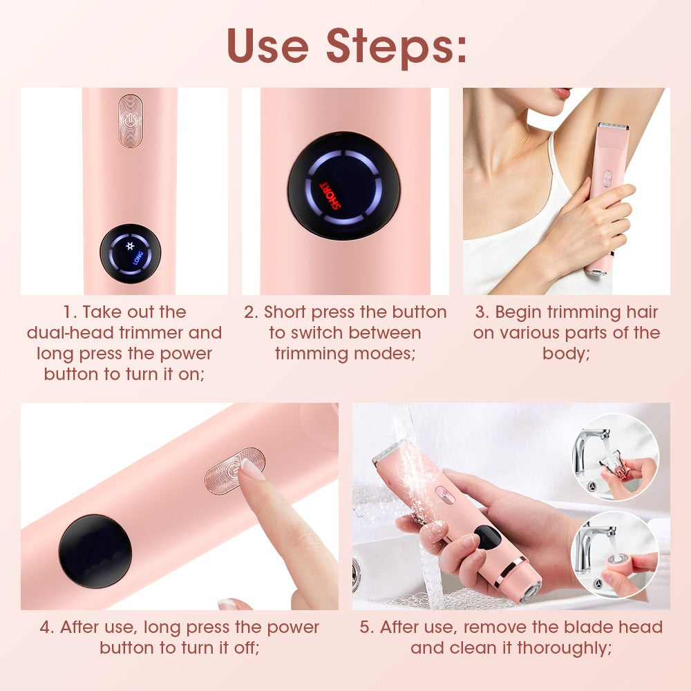 Women’s Bikini Trimmer & Facial Hair Remover – Waterproof Electric Razor with Dual Heads