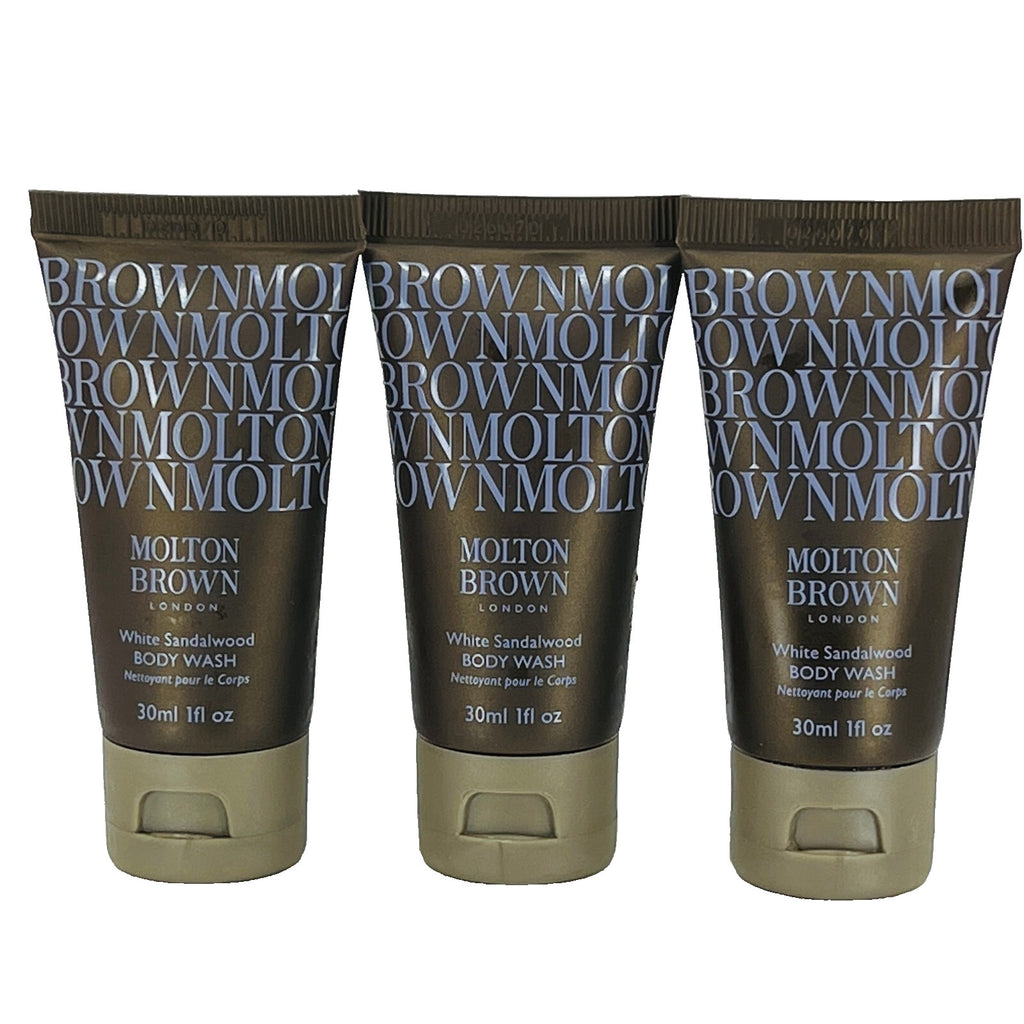 Molton Brown White Sandalwood Body Wash Set - 3 x 1 oz Bottles, New