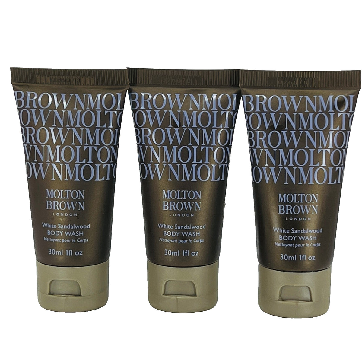 Molton Brown White Sandalwood Body Wash Set - 3 x 1 oz Bottles, New