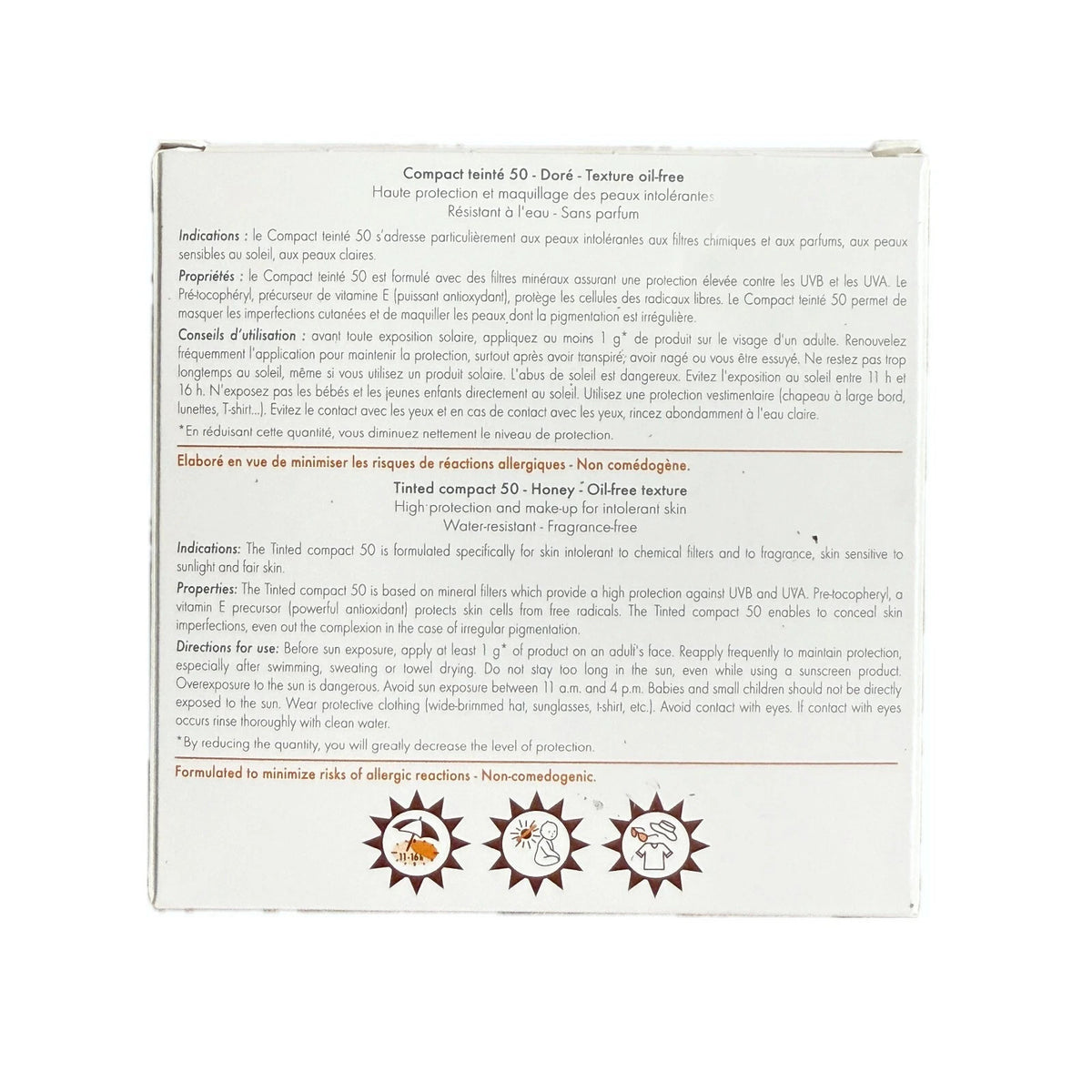 High SPF 50 Tinted Compact Sunscreen with Mineral Filters - Honey 10g