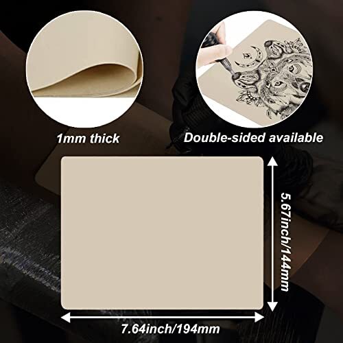 Tattoo Practice Skin 10 Sheets Double-Sided 6x8 inch - Synthetic Skin for Microblading & Tattoo Training