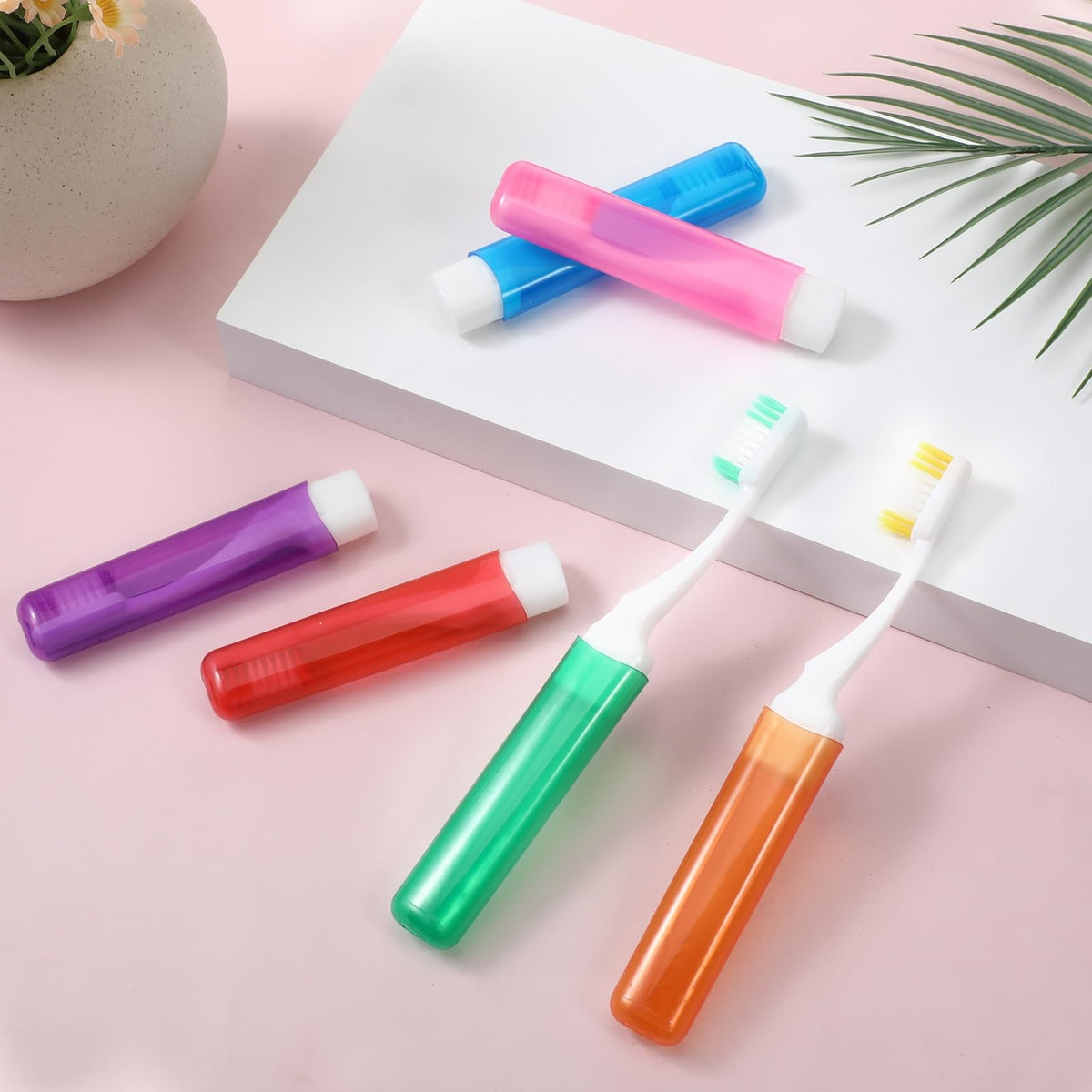 Travel Folding Toothbrush with Soft Bristles - Portable Mini Oral Care Set