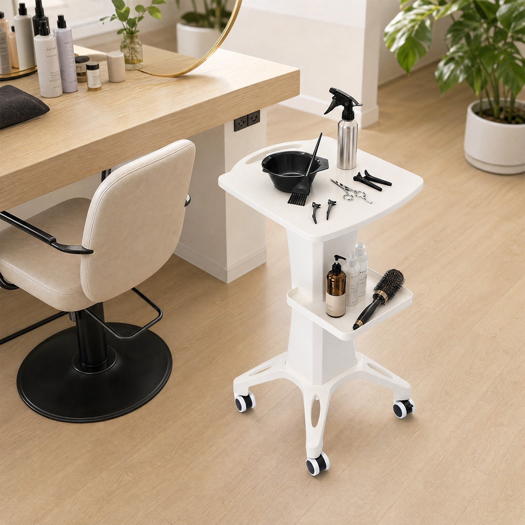 Salon Rolling Cart with 4 Wheels, Metal & ABS Storage Organizer