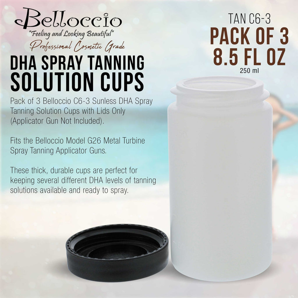 Spray Tanning Solution Cups with Lids - Fits G26 Turbine Gun, Pack of 3