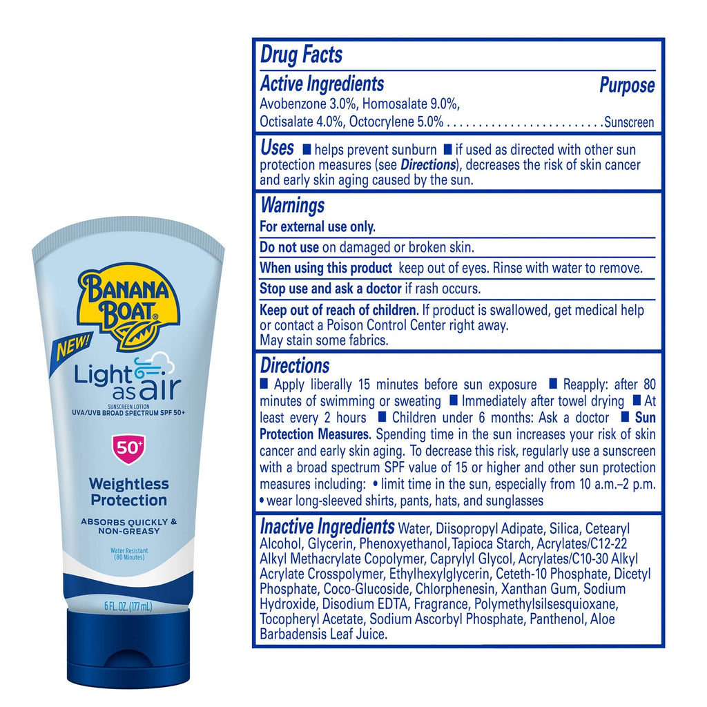 SPF 50 Sunscreen Lotion Lightweight & Water-Resistant - 6 Fl Oz Pack of 2