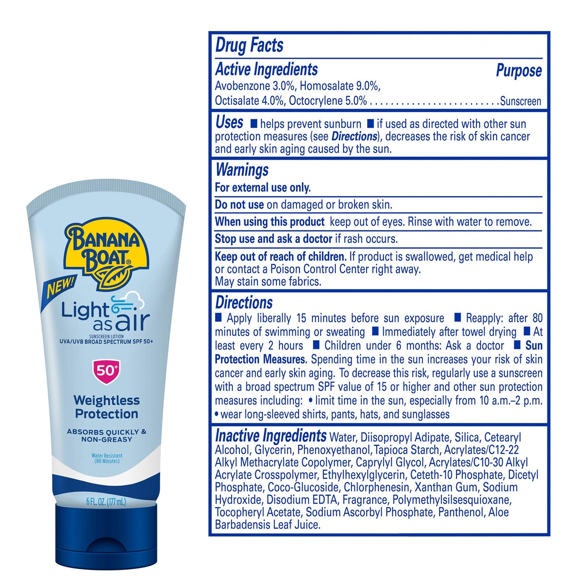 SPF 50 Sunscreen Lotion Lightweight & Water-Resistant - 6 Fl Oz Pack of 2