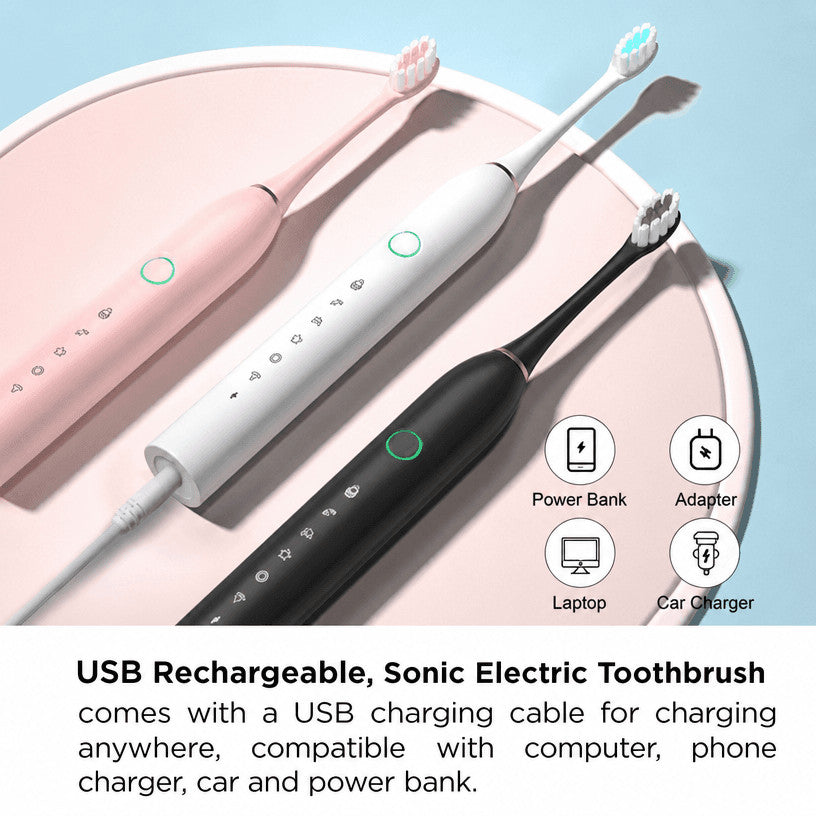 Electric Sonic Toothbrush 2 Pack with 6 Modes, 42000 VPM, Waterproof & Long Battery Life