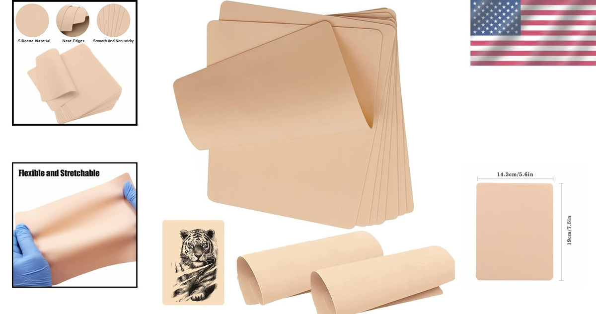 Tattoo Practice Skin Set – Double-Sided, 7.4 x 5.6 in, 1.3 mm Thick, 10 Pieces