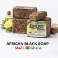 Organic African Black Soap Bar - Natural Ghana Handmade Cleansing for Face & Body