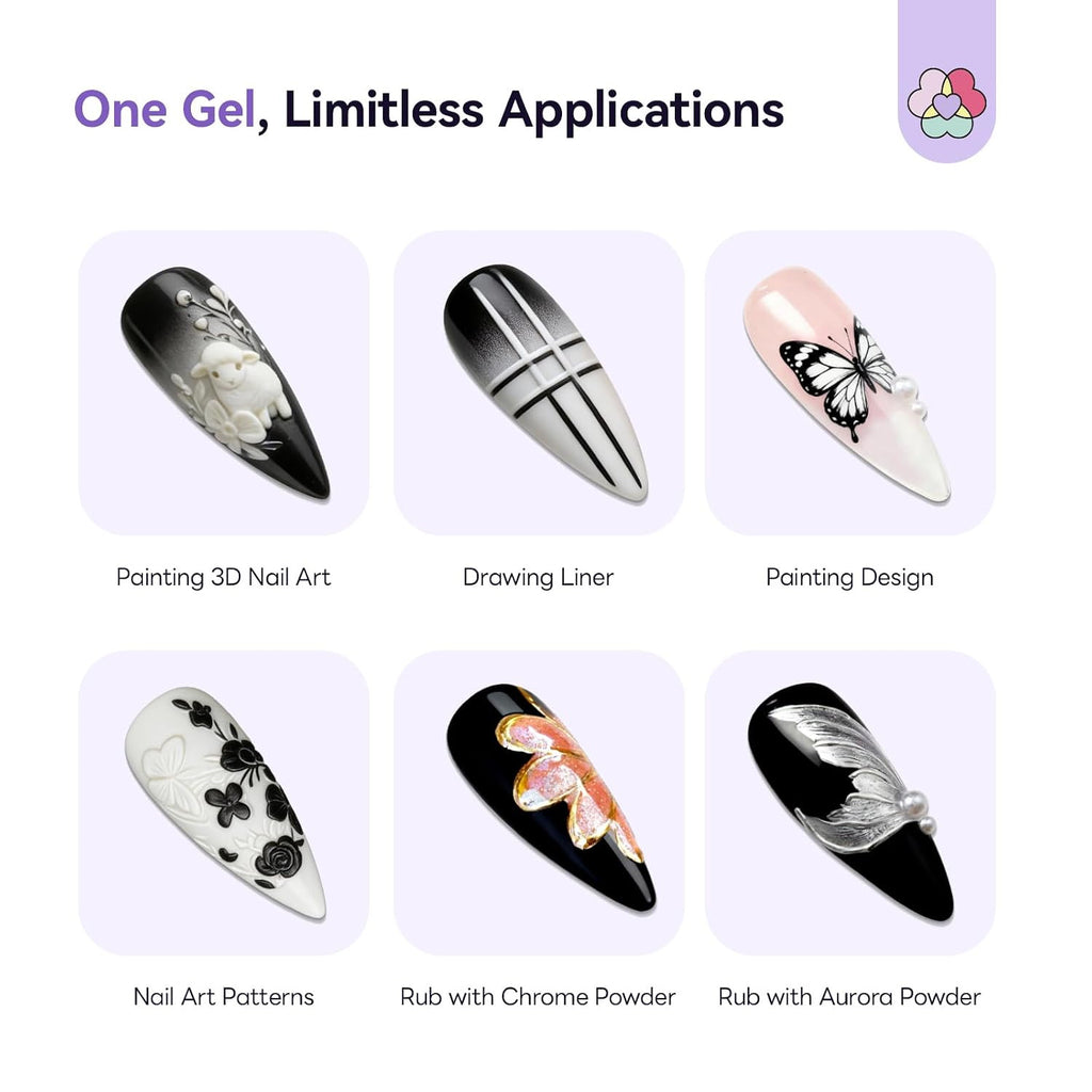 3D Sculpting Gel for Nail Art - Black & White Micro Sculpture