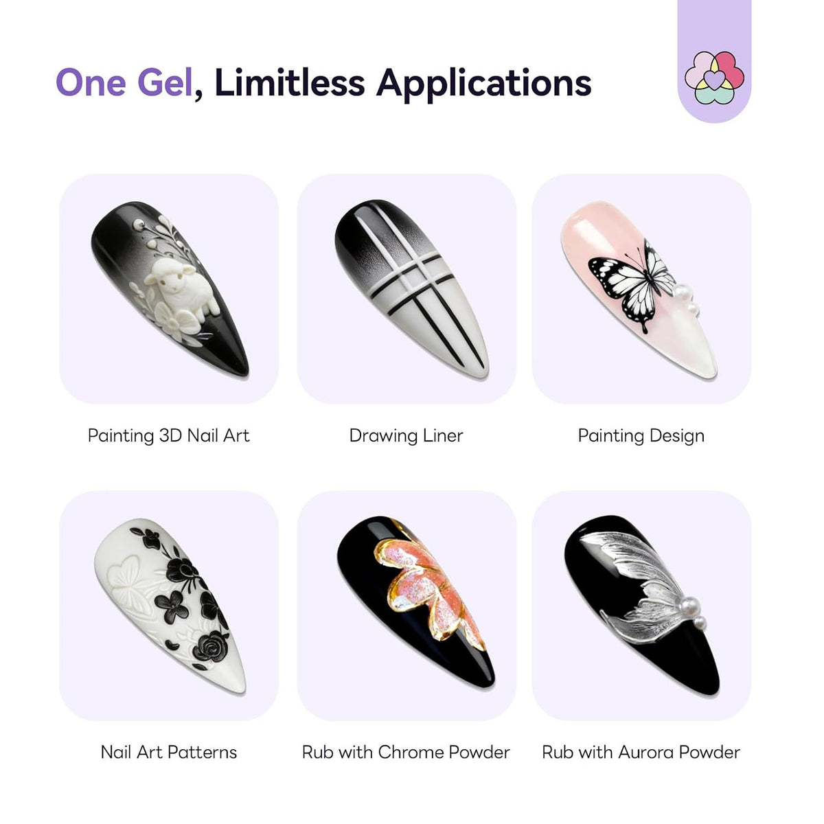 3D Sculpting Gel for Nail Art - Black & White Micro Sculpture