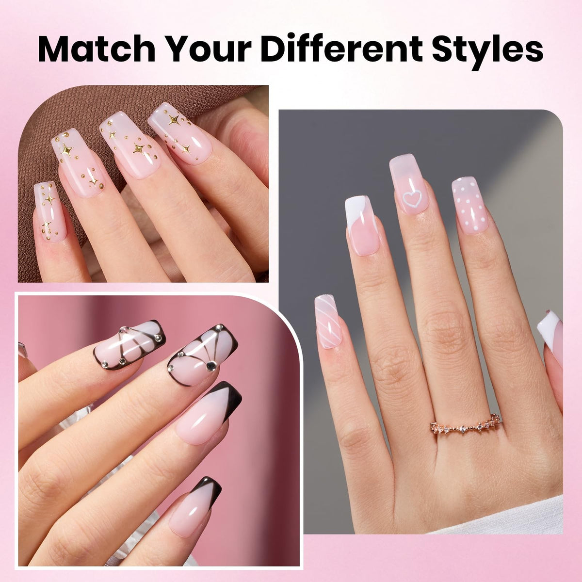 Nail Tip & Glue Set with Top Coat - 12 Sizes, 15ml Nail Glue, No Filing Needed