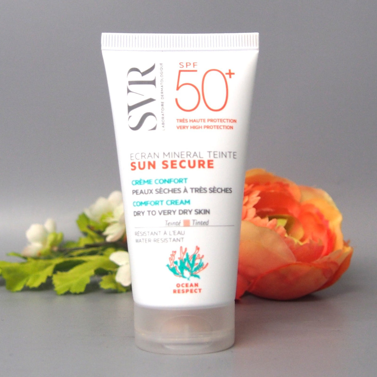 SPF 50 Tinted Mineral Sunscreen for Dry Skin - Velvety Finish, Water-Resistant, 60g