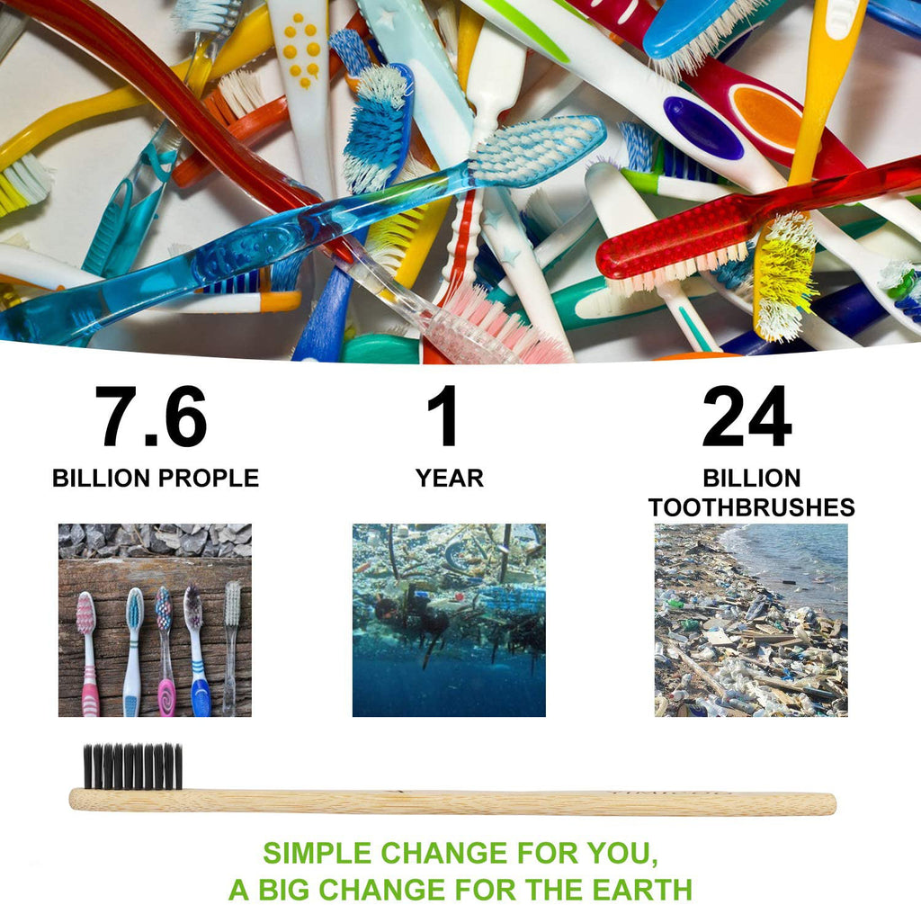 Organic Bamboo Toothbrush Pack - Eco-Friendly Soft Bristle Adult Oral Care