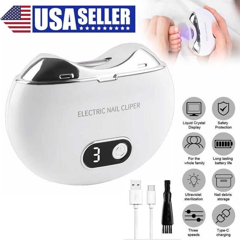 Electric Nail Clipper for Thick Toenails - Safe Pedicure Tool with Storage Box
