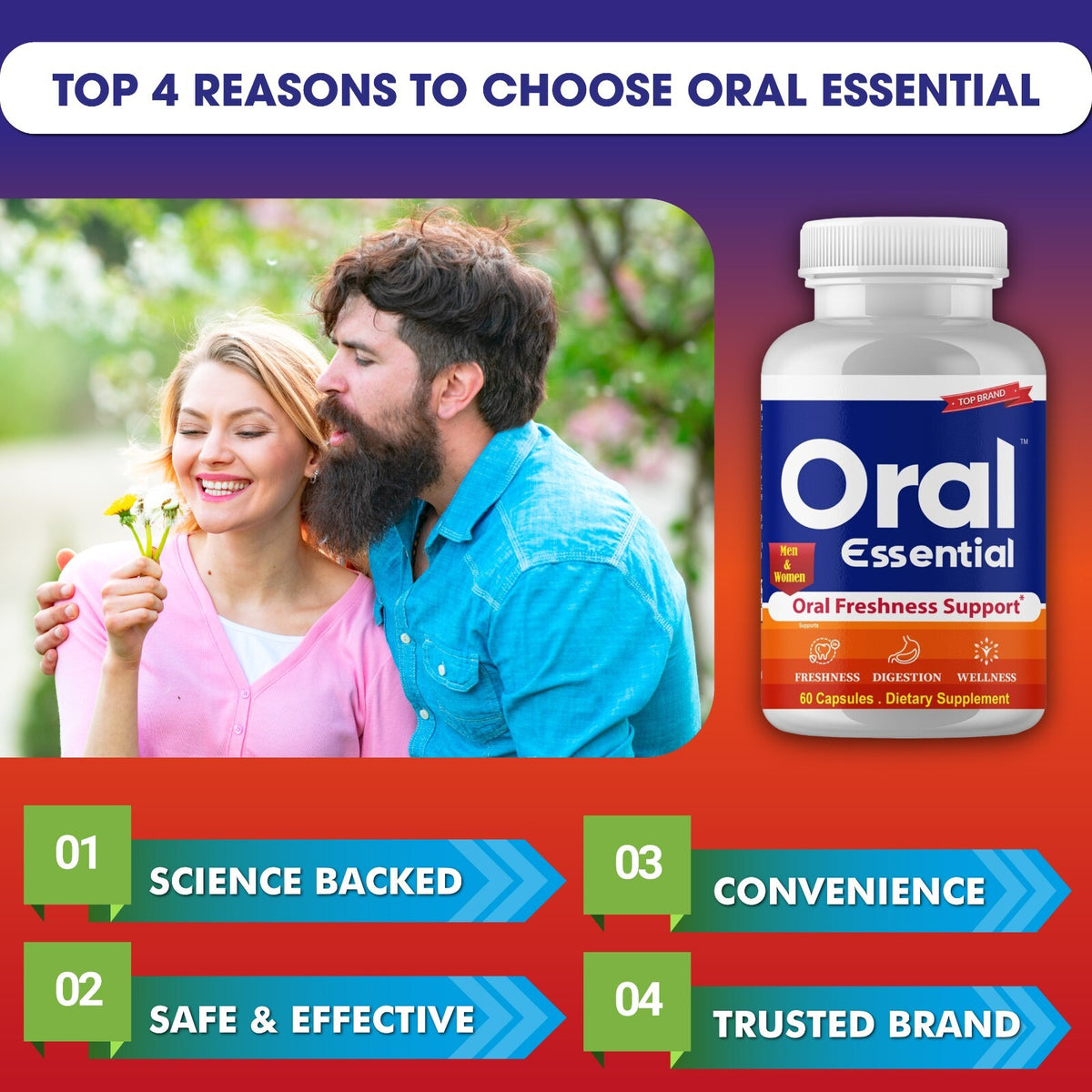 Probiotic Oral Care for Bad Breath - 60 Pills Natural Freshness
