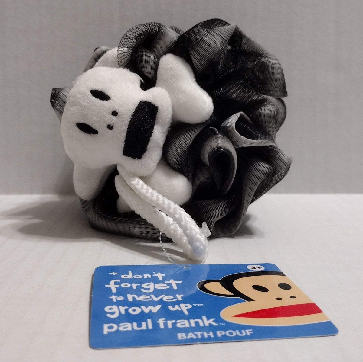 Paul Frank Skurvy Bath Pouf Loofah - Goth Skull Black & White Mesh