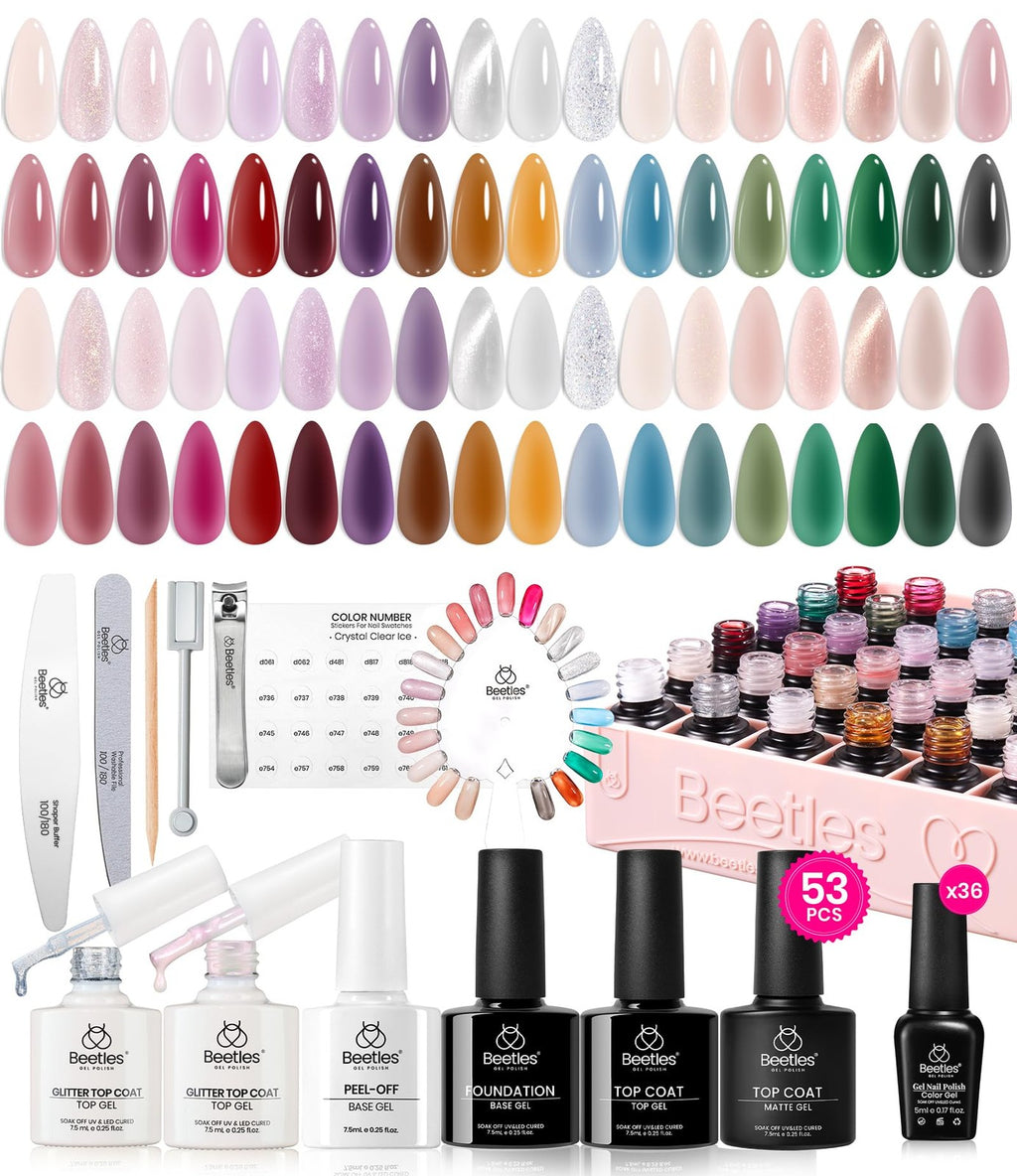 Jelly Gel Nail Polish Set with Top Coats and Nail Tools - 36 Colors for Long-Lasting Manicure