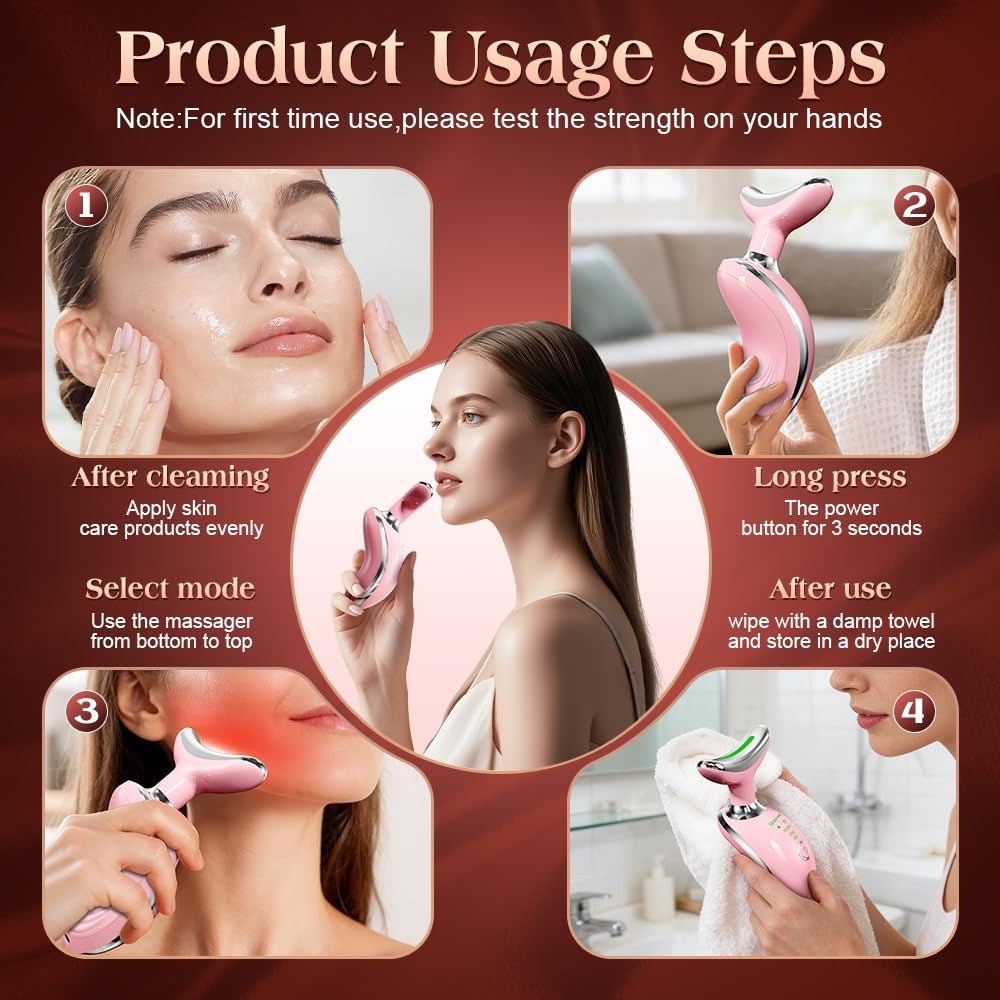 Face and Neck Massager with Heat and Light Therapy - Gua Sha Design