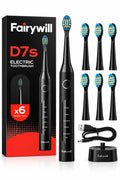 Electric Toothbrush with 5 Modes & 6 Replacement Heads - Waterproof Rechargeable Sonic Brush