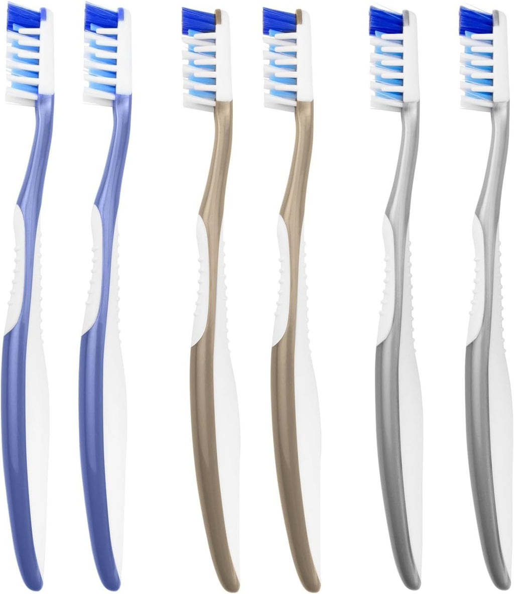 Soft Ergonomic Toothbrushes Pack of 6 for Sensitive Gums & Teeth