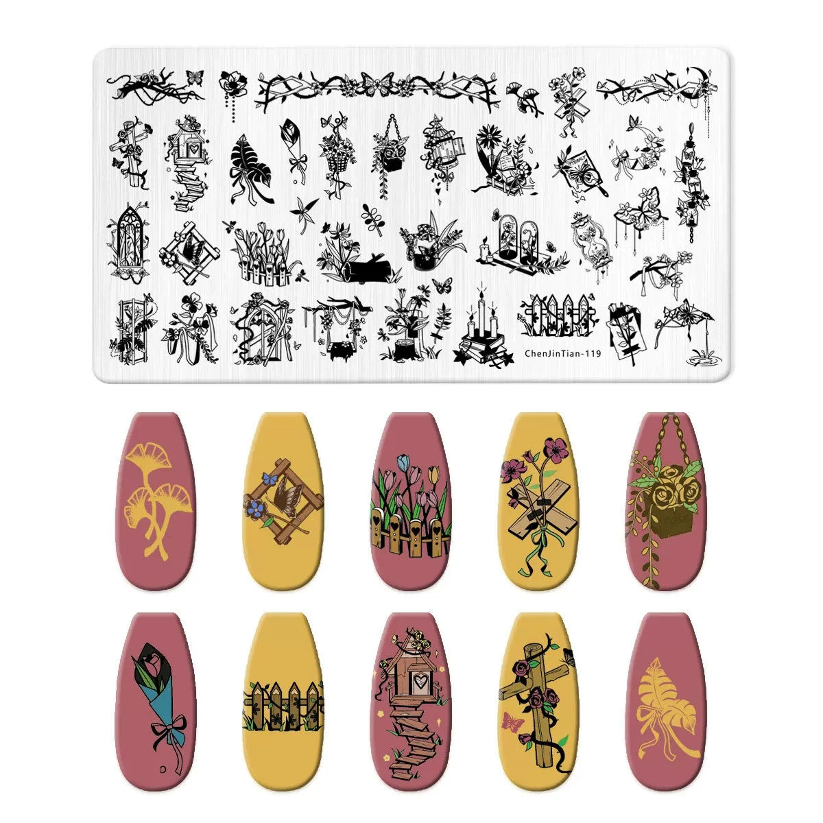 Nail Stamping Plate Floral Design CJT119 - Nail Art Tools for Manicure
