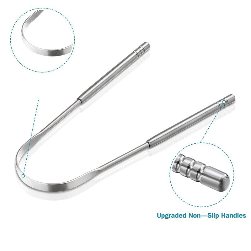 Stainless Steel Tongue Scraper Set - Dual Handle, Adults, 3 Pack