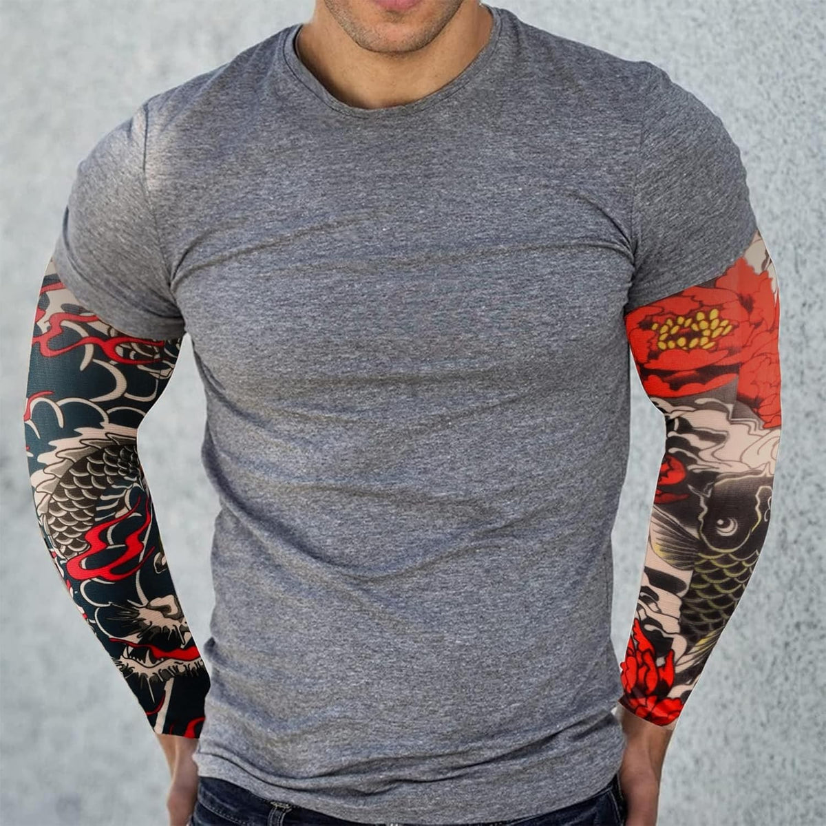 Unbranded Tattoo Sleeves for Men - 6 Pcs Fake Arm Covers, Sun Protection, One Size