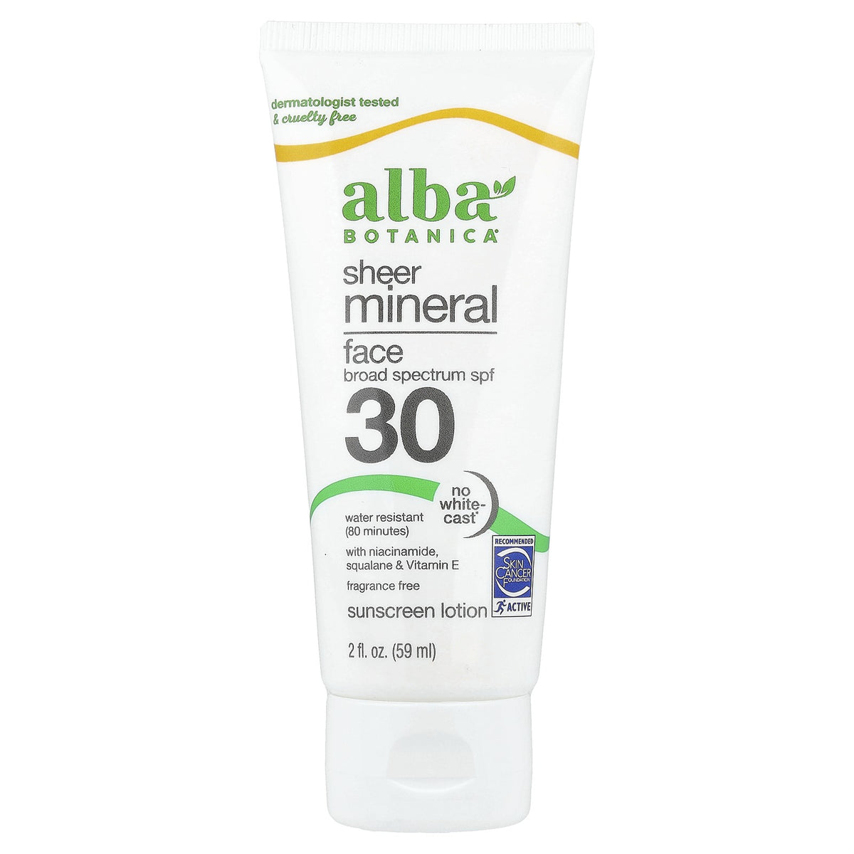Mineral Face Sunscreen SPF 30 Fragrance-Free Water-Resistant Lotion 2 fl oz