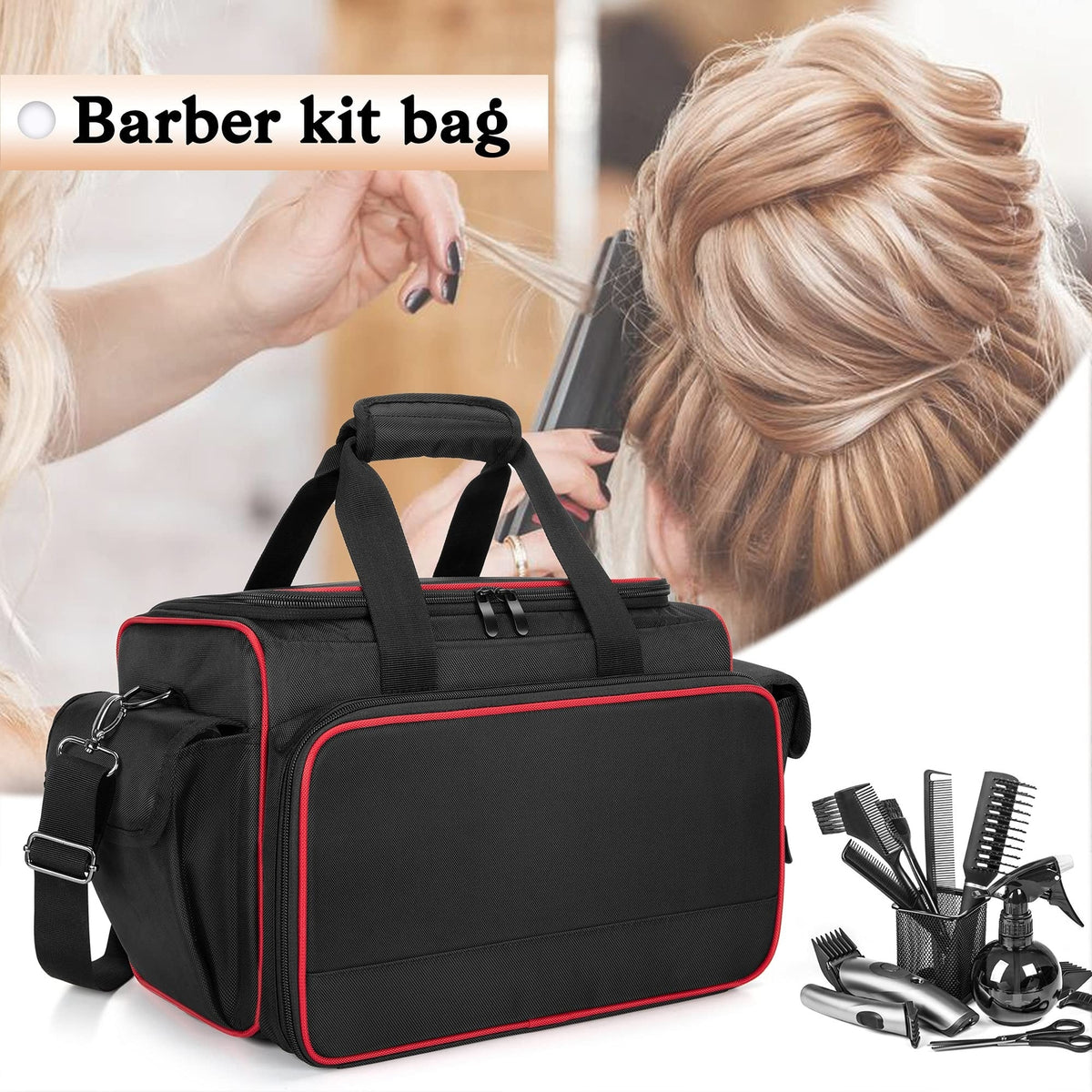 Travel Hairdresser Case with Adjustable Dividers for Barber and Cosmetology Tools