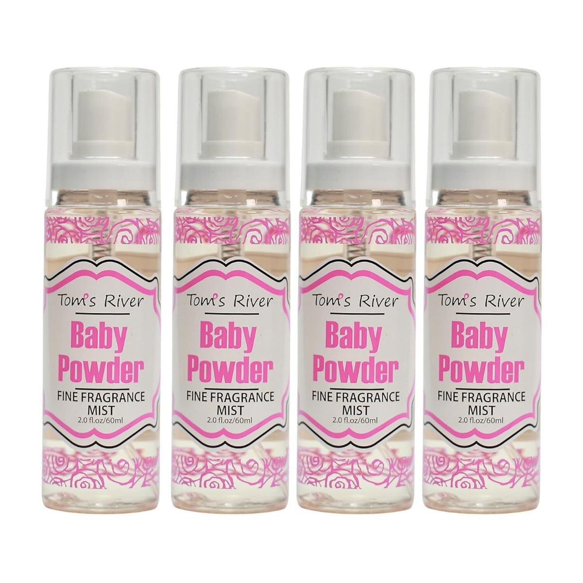 Perfume Body Spray Mist Baby Powder 2oz Pack of 4 - Made in USA