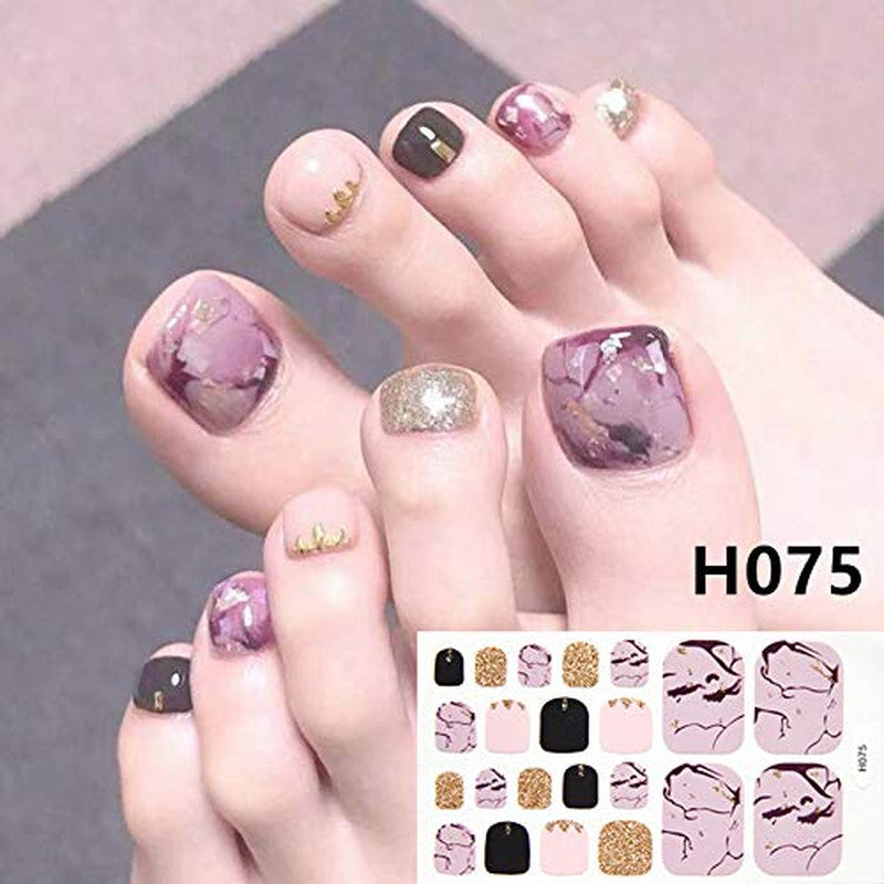 Gradient Toe Nail Polish Strips & Stickers Kit with Nail File - Colorful 20 Sheets