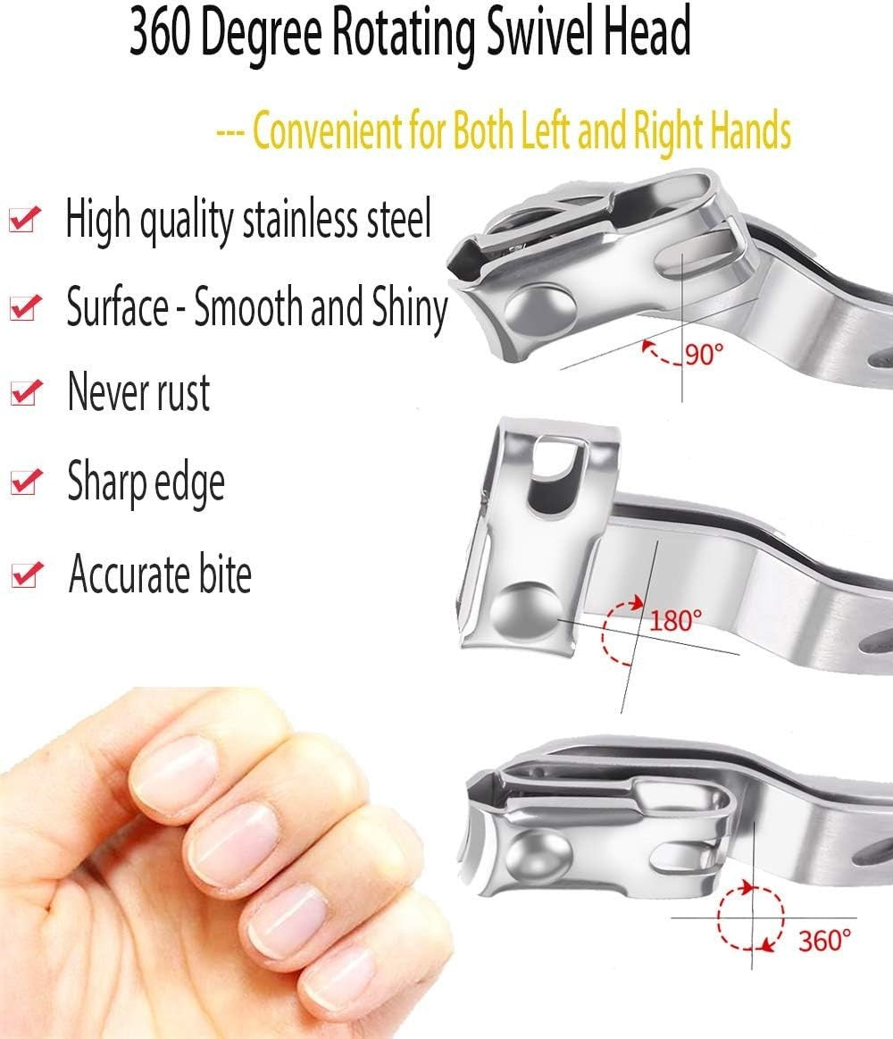 Long Handle Toenail Clippers with Comfort Grip and 3-in-1 Design
