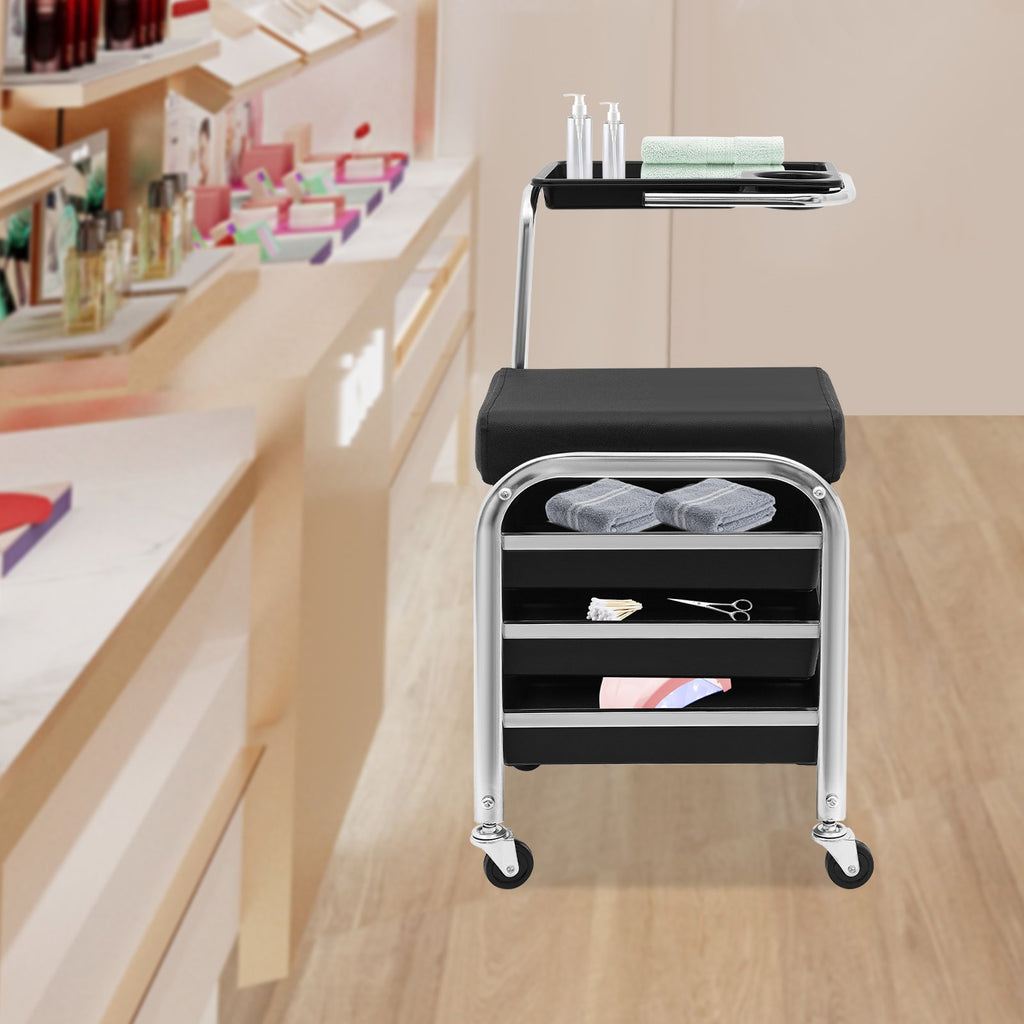 Manicure & Pedicure Tool Storage Cart with Adjustable Tray and Casters