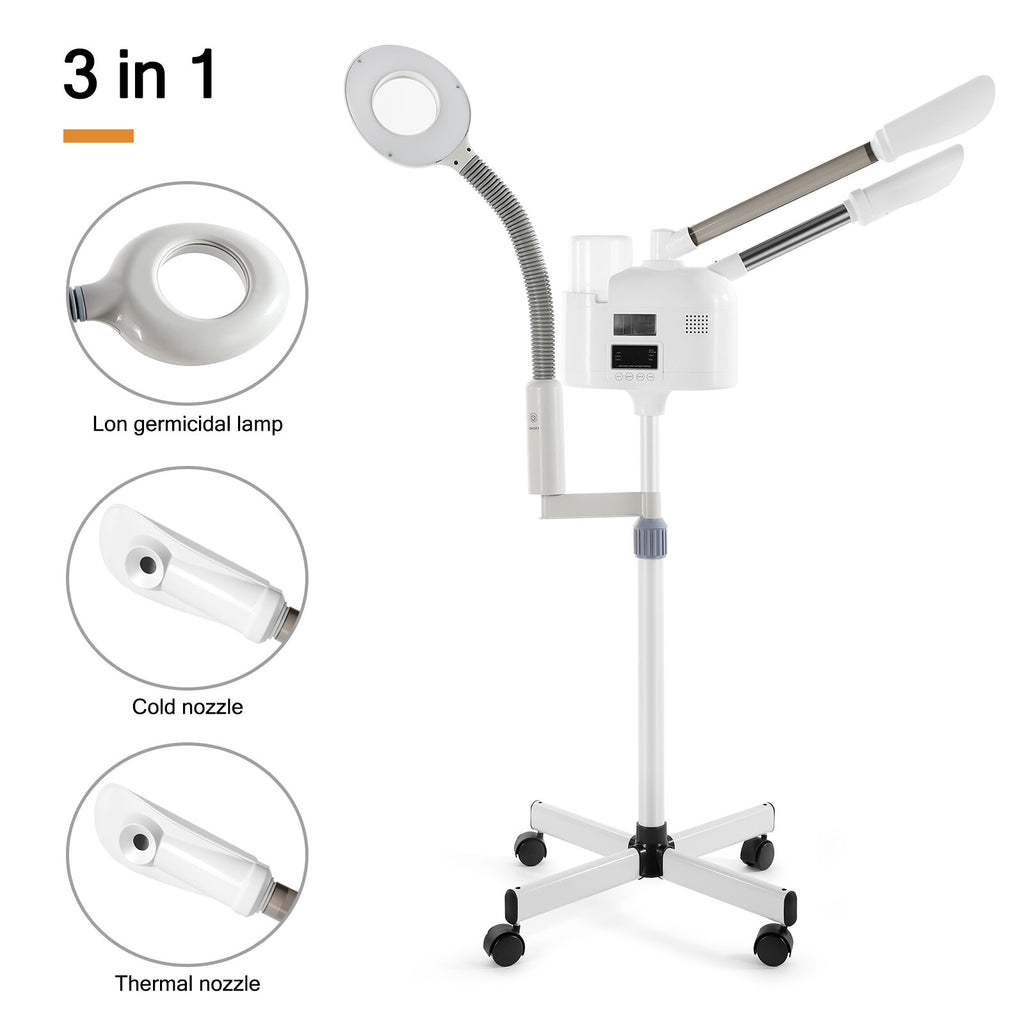 Hot Cold Facial Steamer with Magnifying Lamp & Ozone for Skin Care Salon & Home