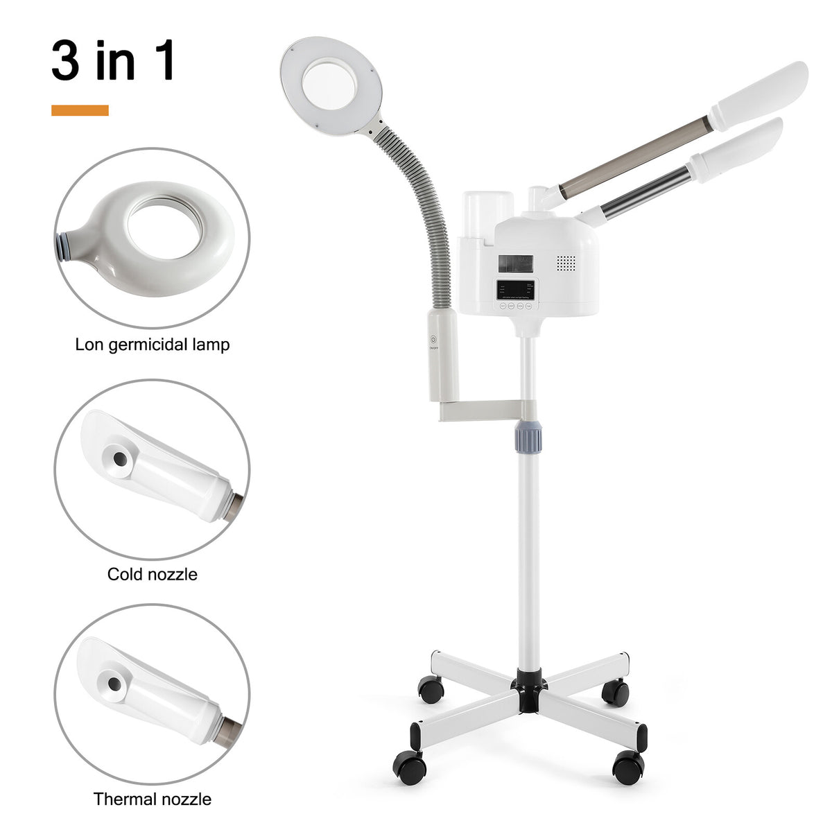 Hot Cold Facial Steamer with Magnifying Lamp & Ozone for Skin Care Salon & Home