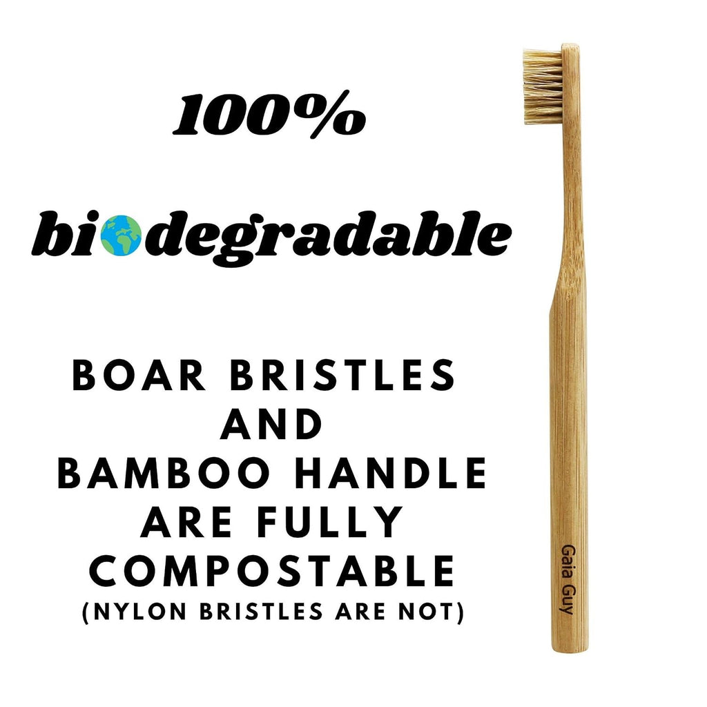 Natural Bamboo Toothbrush with Boar Bristles - Eco-Friendly, Biodegradable, No Nylon